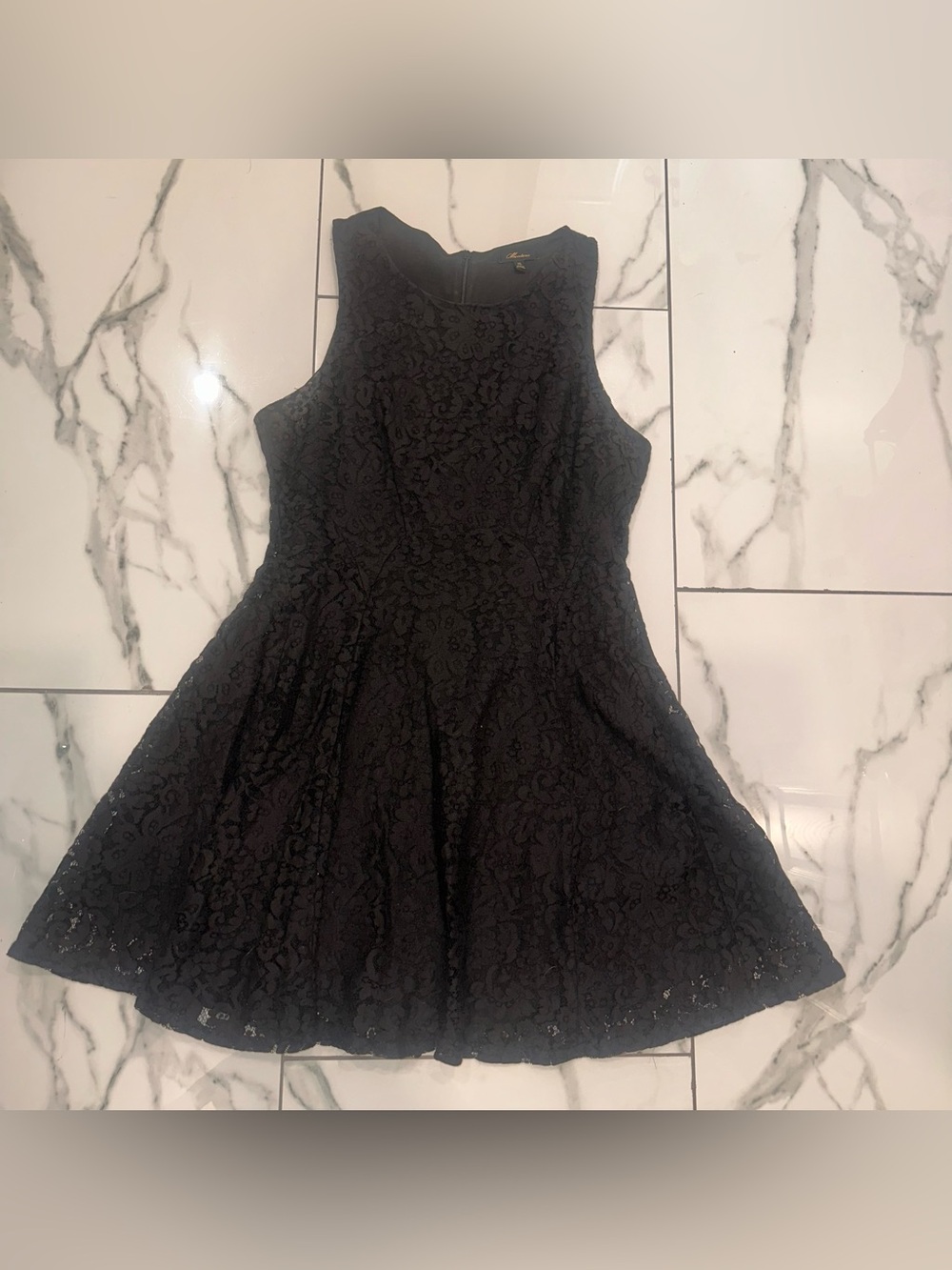 Monteau Black Lace Fit-and-Flare Girls Dress